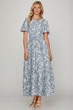 Woven Tiered Pintuck Maxi Dress with Side Pockets