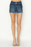 Raw Hem Denim Shorts with Pockets