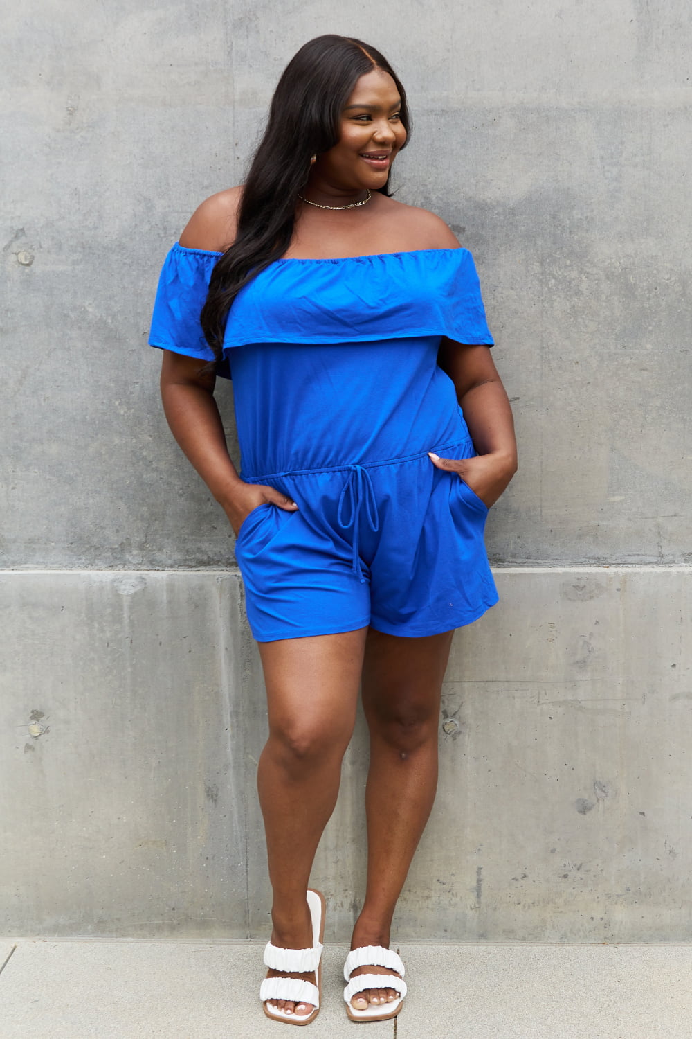 Plus Size  Off The Shoulder Summer Romper