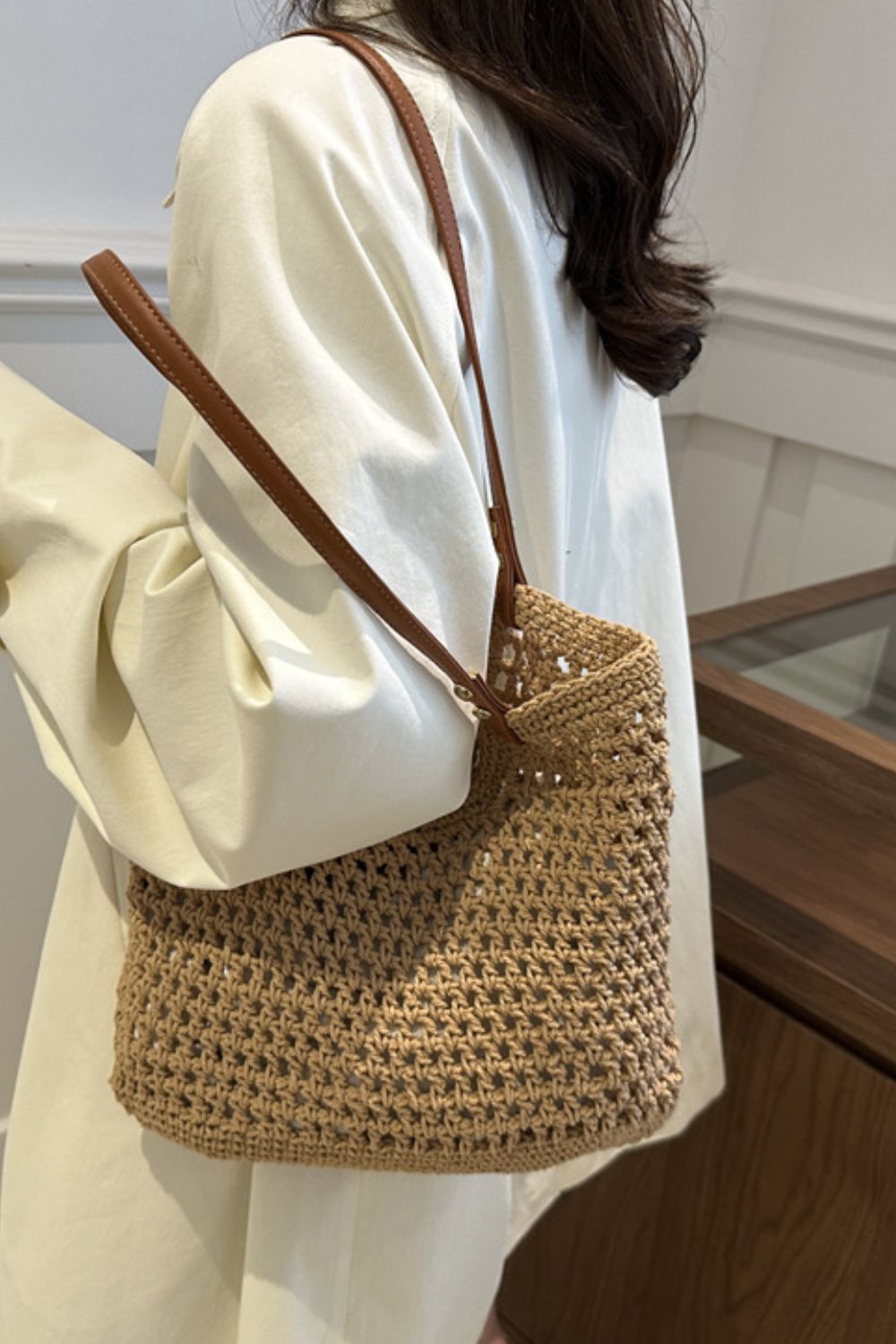 Openwork Woven Tote Bag