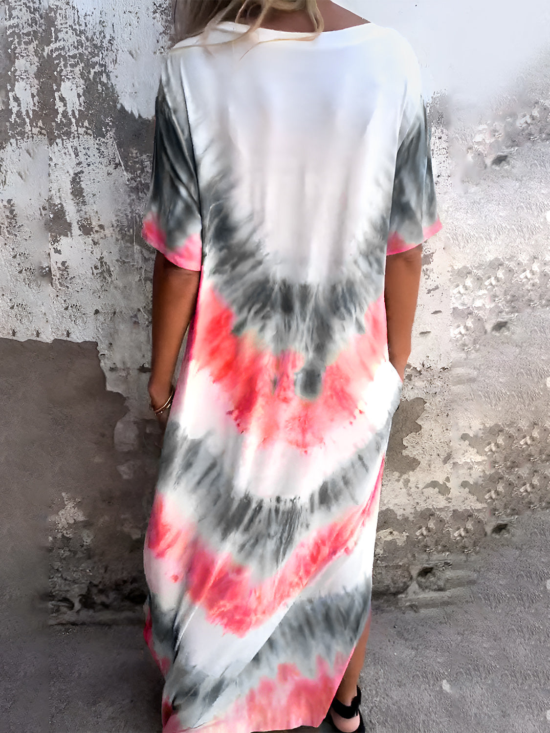 Beachy Tie-Dye Short Sleeve Maxi Dress