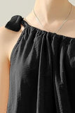 One Shoulder Bow Tie Strap Satin Silk Resort Top