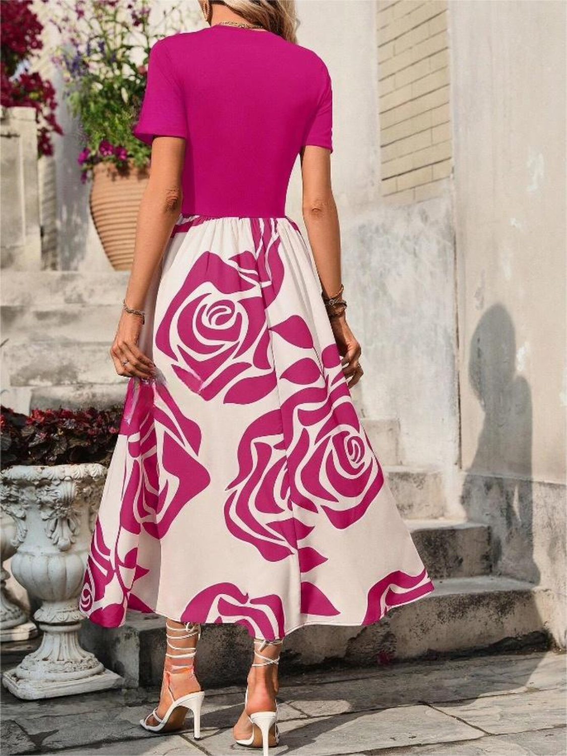 Rose Printed Midi Dress