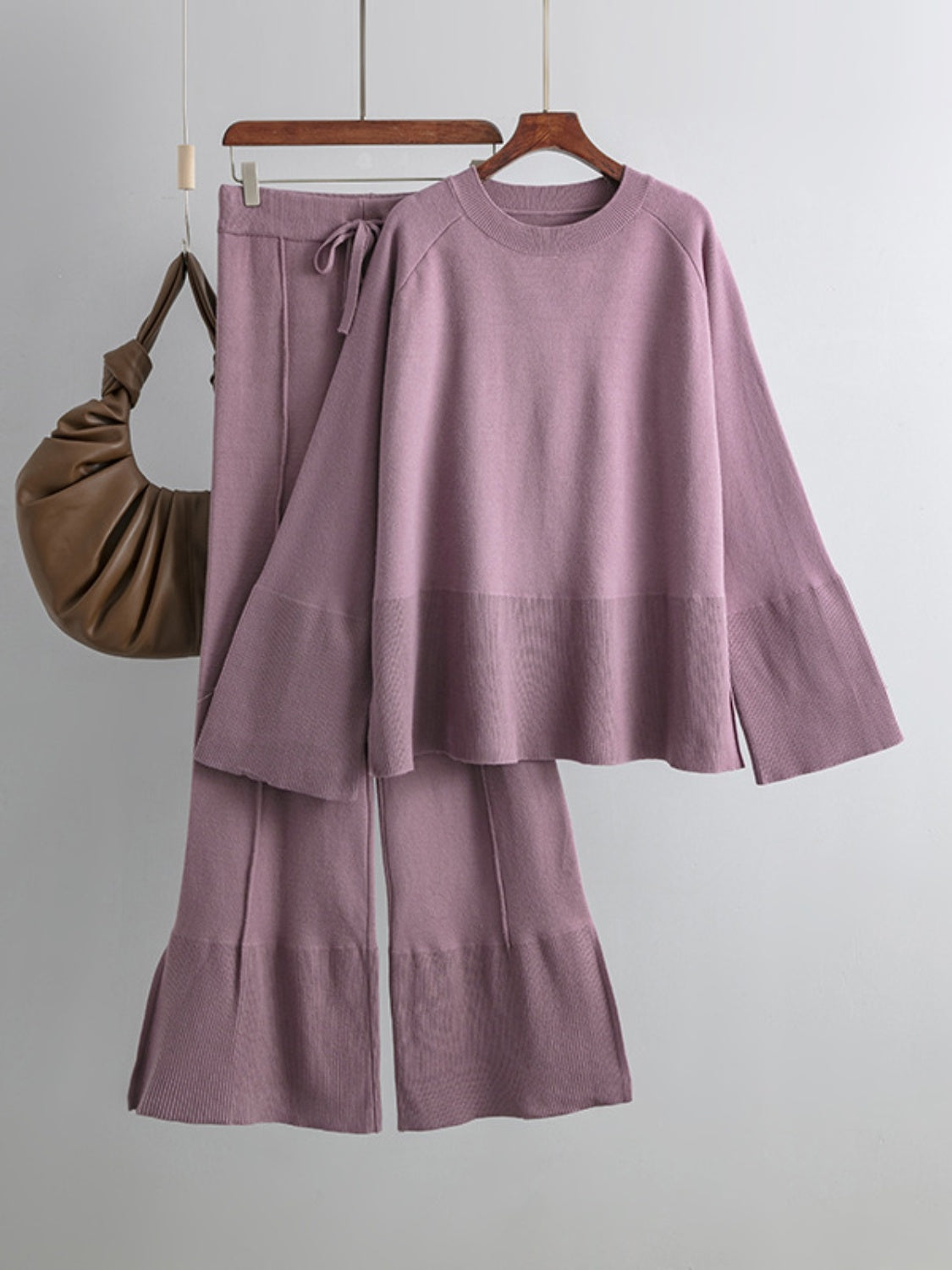 Long Sleeve Top and Drawstring Loungewear Sweater Set