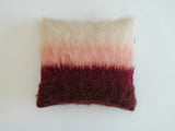 Burgundy, Pink and Cream Handwoven Wool Pillow – Brushed Texture