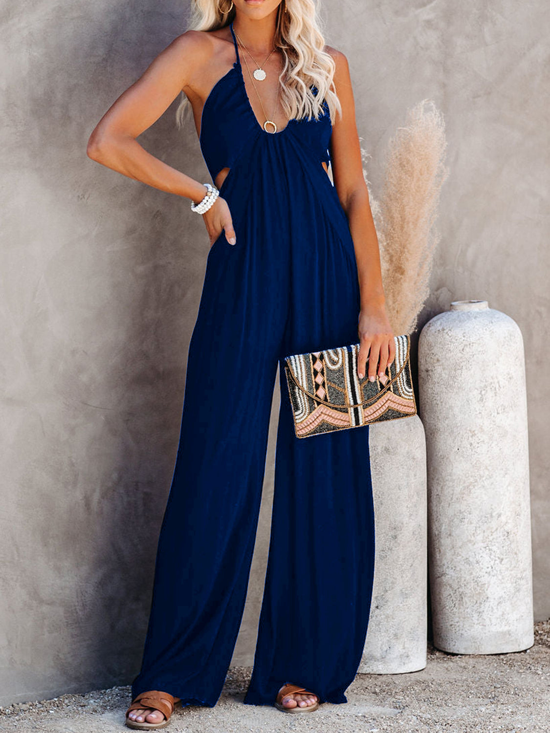 Halter Neck Wide Leg Summer Jumpsuit