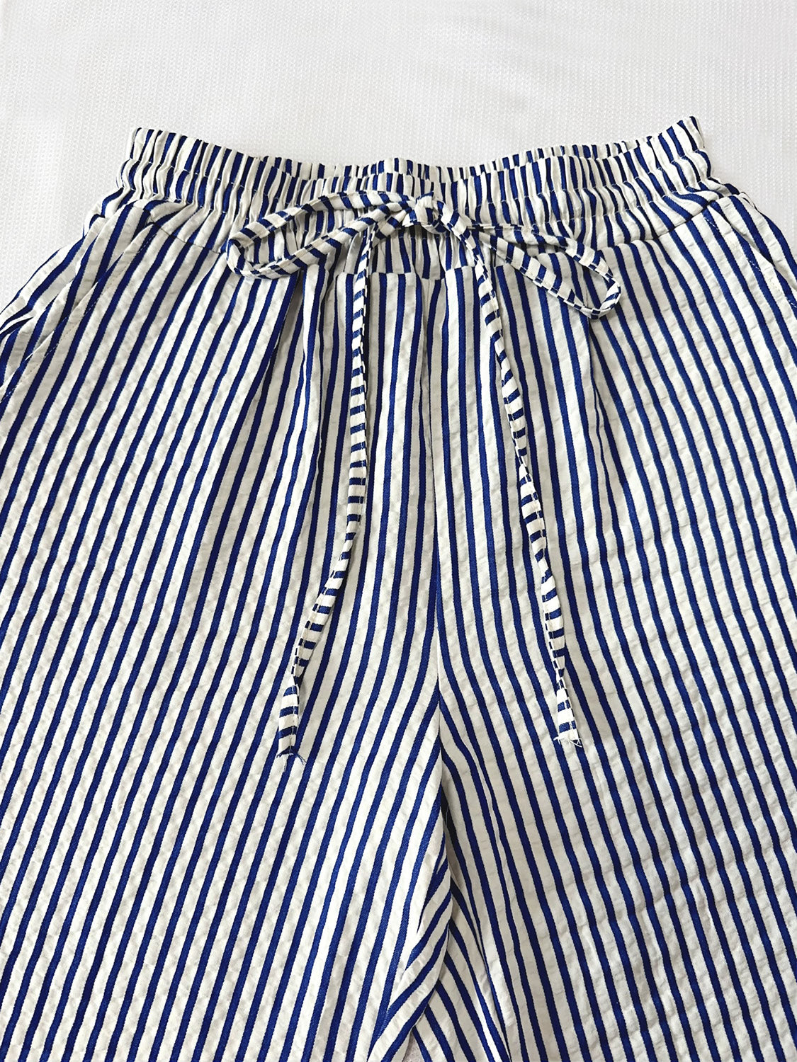 Drawstring Striped Elastic Waist Beach Pants