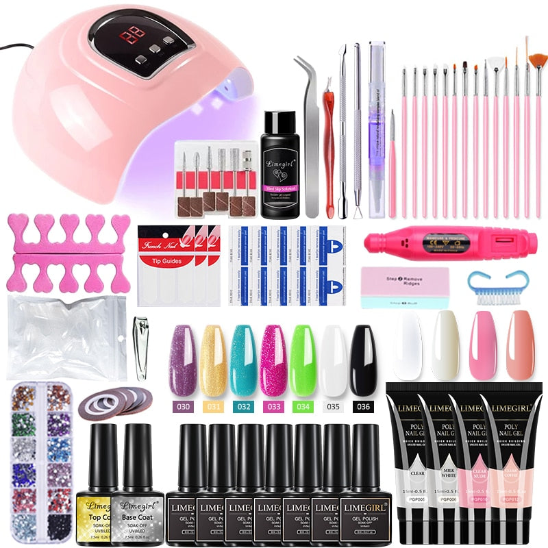 Poly Nail Gel Kit With 54W UV Lamp