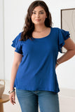 Plus Size Short Fluttery Sleeve Round Neck Top