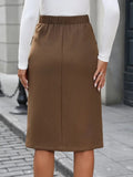 Elastic Waist Skirt with Pockets