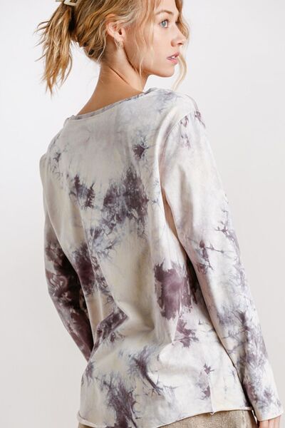 Full Size Tie Dye Round Neck Long Sleeve T-Shirt Plus Size