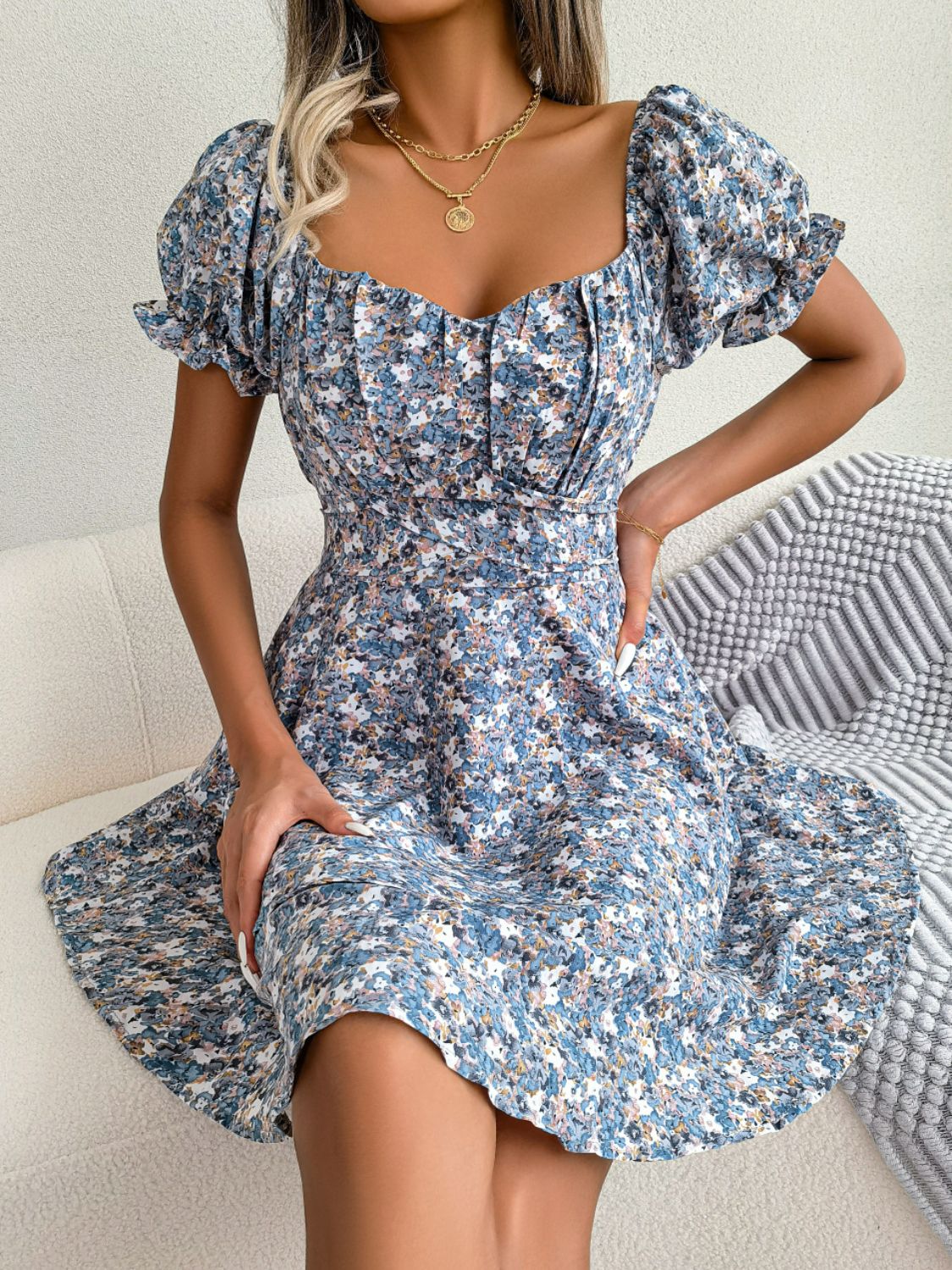 Floral Sweetheart Summer Mini Dress