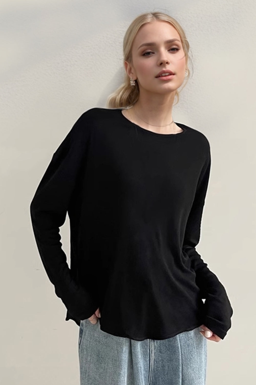 Silk Blend Long Sleeve T-Shirt