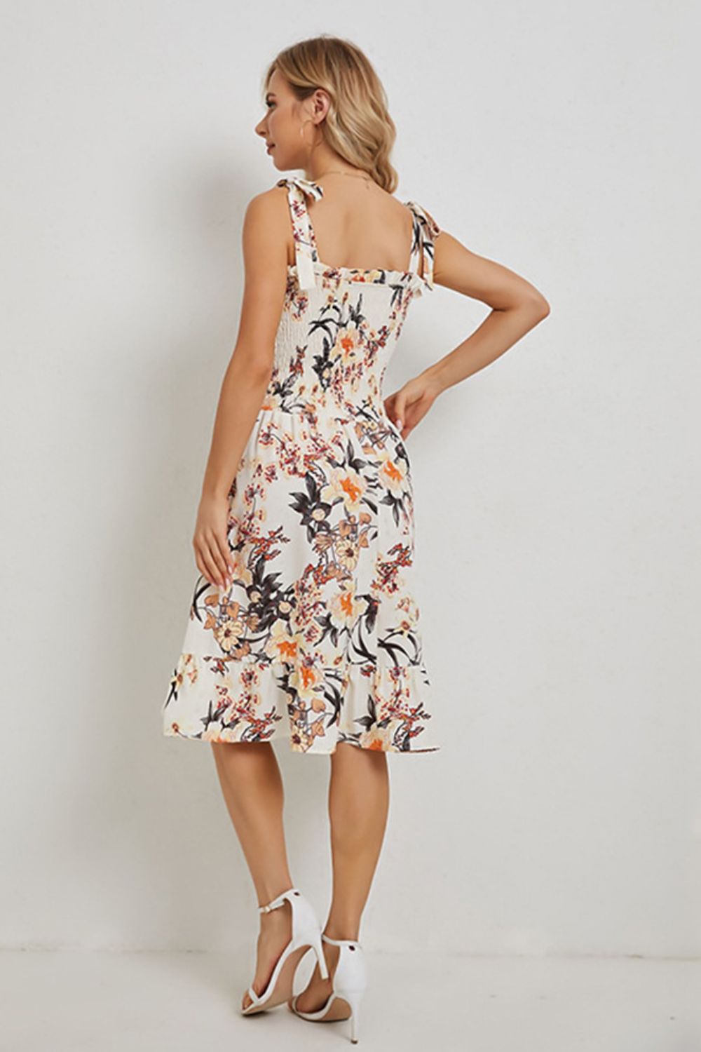 Floral Tie Shoulder Summer Dress