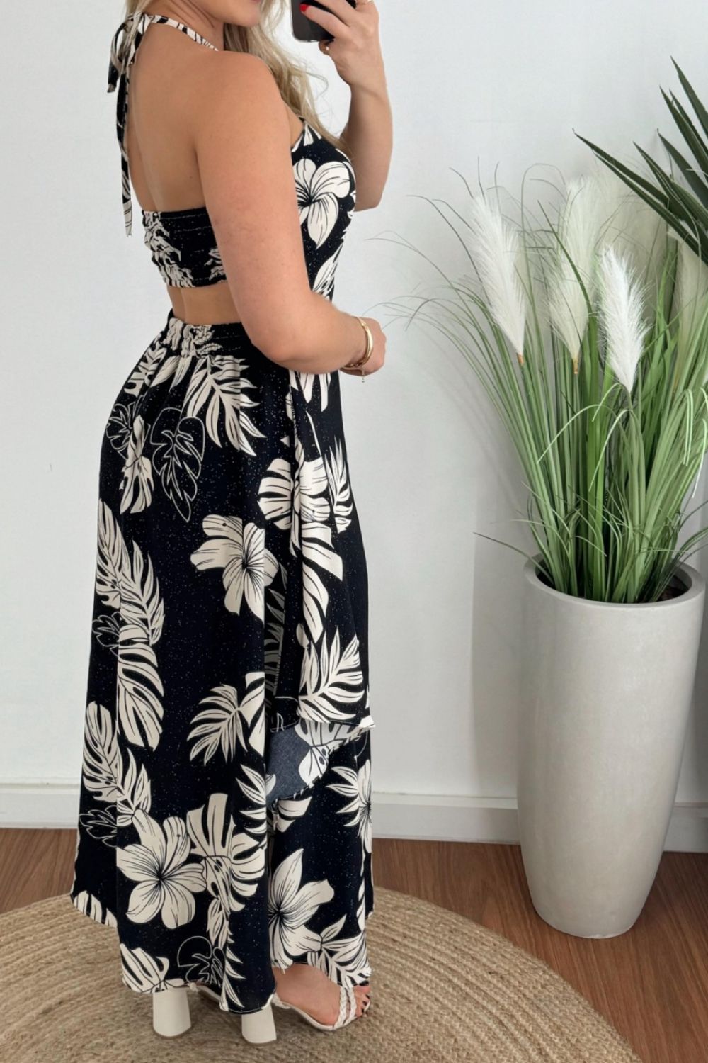 Tropical Vacation Maxi Halter Neck Dress