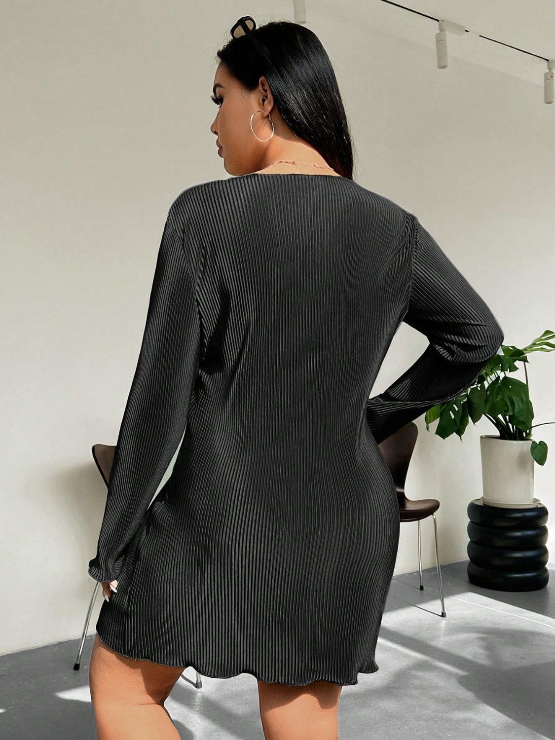 Plus Size Long Sleeve Mini Dress