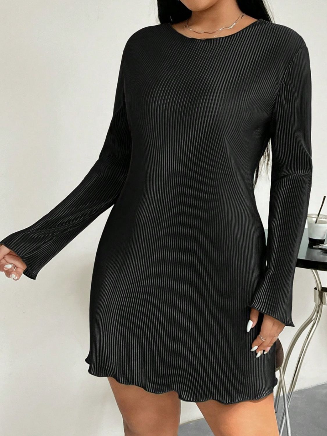 Plus Size Long Sleeve Mini Dress