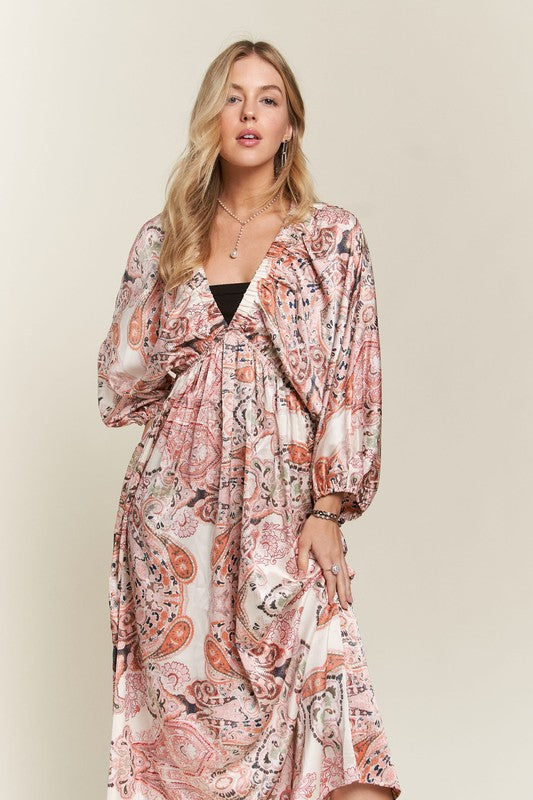 Pale Blush Batwing Sleeve Resort Maxi Dress