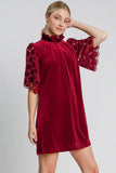 Lace Half Back Tie Velvet Cocktail Dress