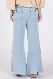 Boho Beachy Waffle Textured Wide Leg Mineral Washed Pants