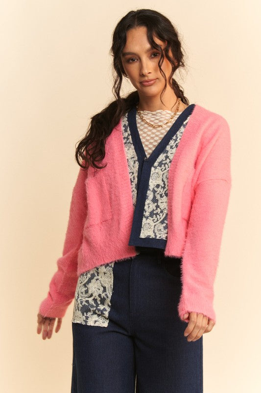 Strawberry Open Front Cardigan