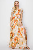 Floral Tie Back Summer Maxi Dress