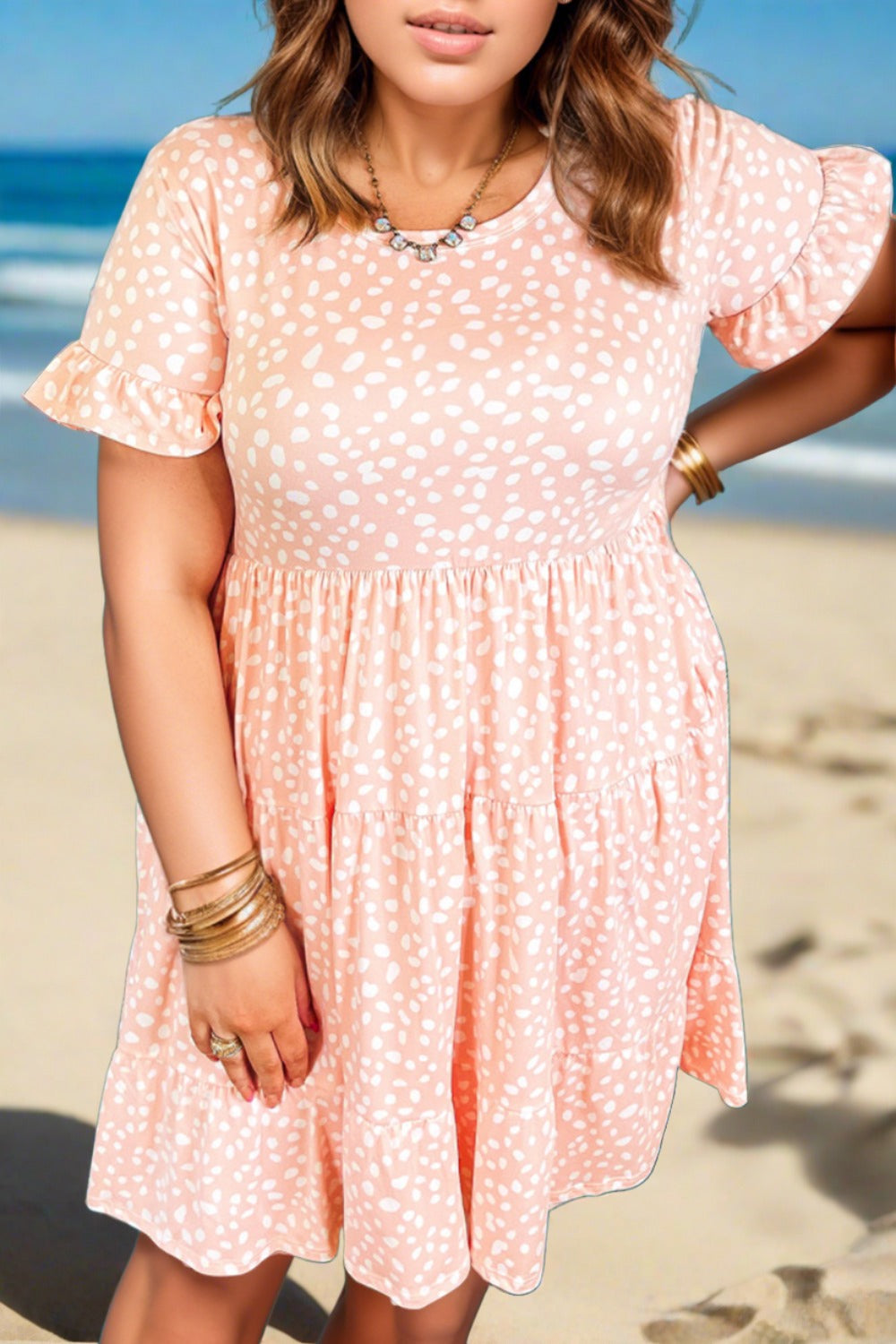 Plus Size Flounce Summer Mini Dress