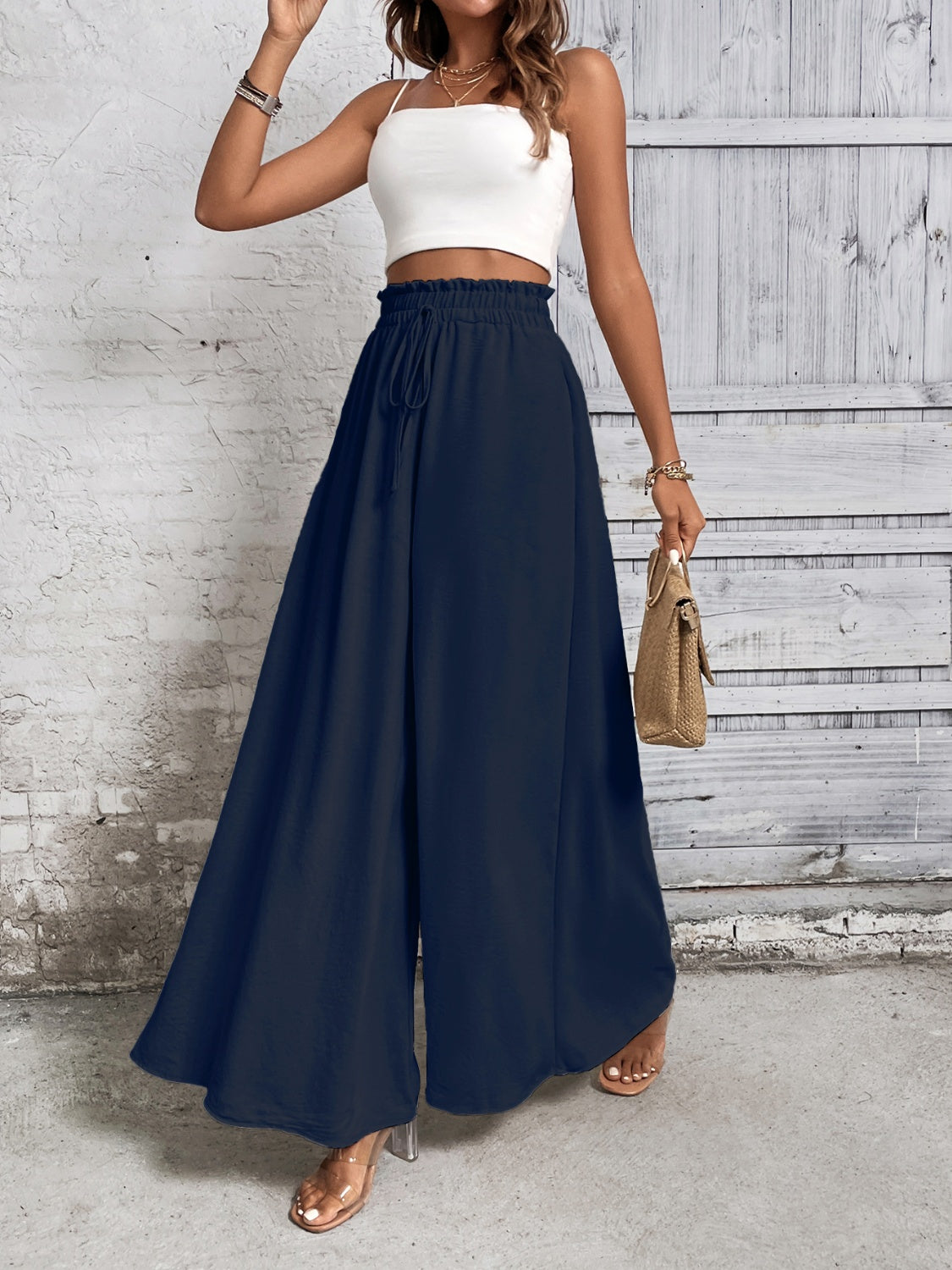 Resort Style High Waist Wide Leg Pants