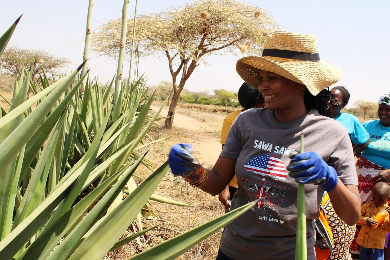 Ash Wisdom Striped Handwoven Sisal Straw Basket Tote - Handwoven Kenya