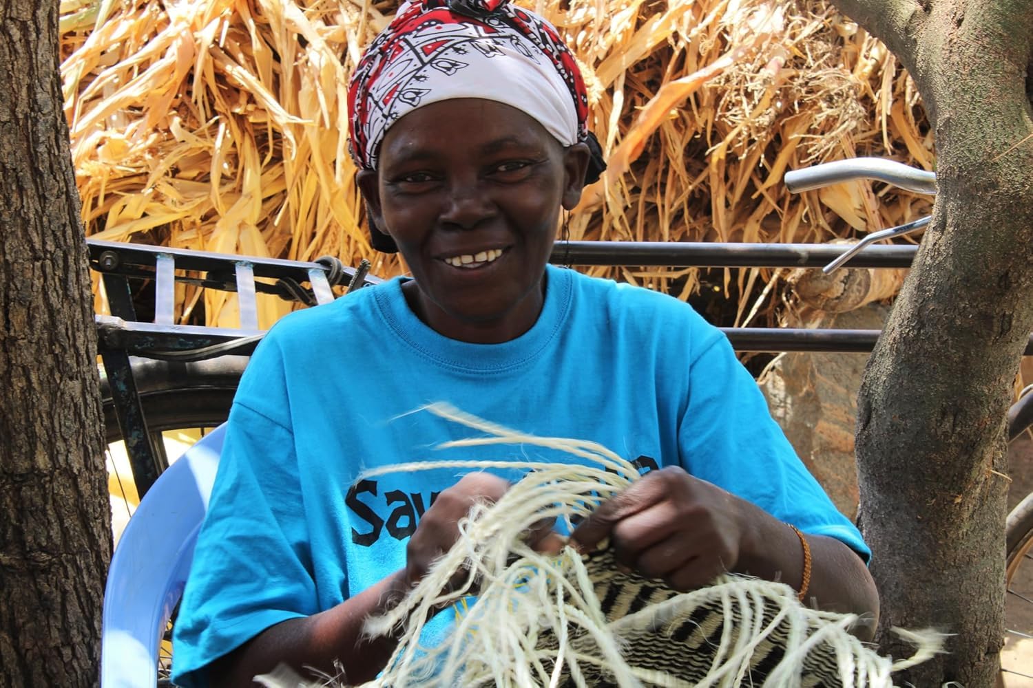 Ash Wisdom Striped Handwoven Sisal Straw Basket Tote - Handwoven Kenya