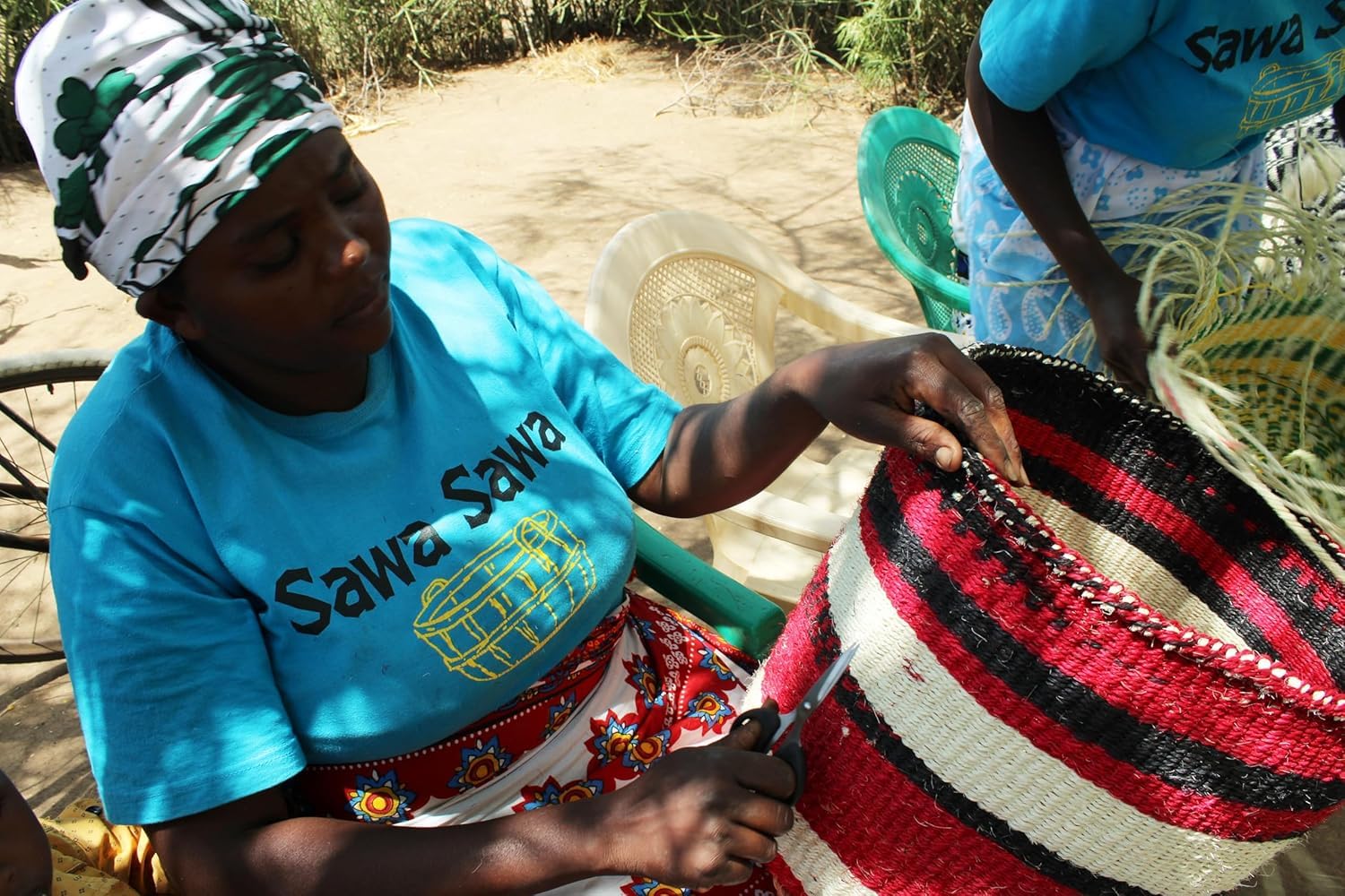 Ash Wisdom Handmade in Kenya Sisal Straw Basket Tote Bag
