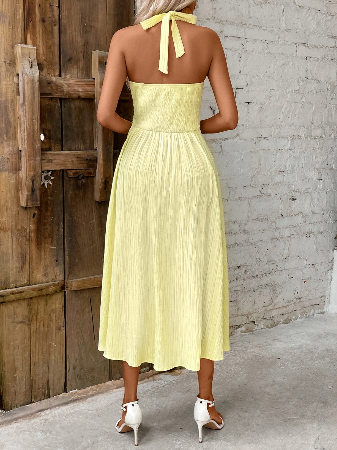 Yellow Sleeveless Resort Midi Dress