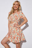 Floral Cutout Short Puff Sleeve Summer Dress