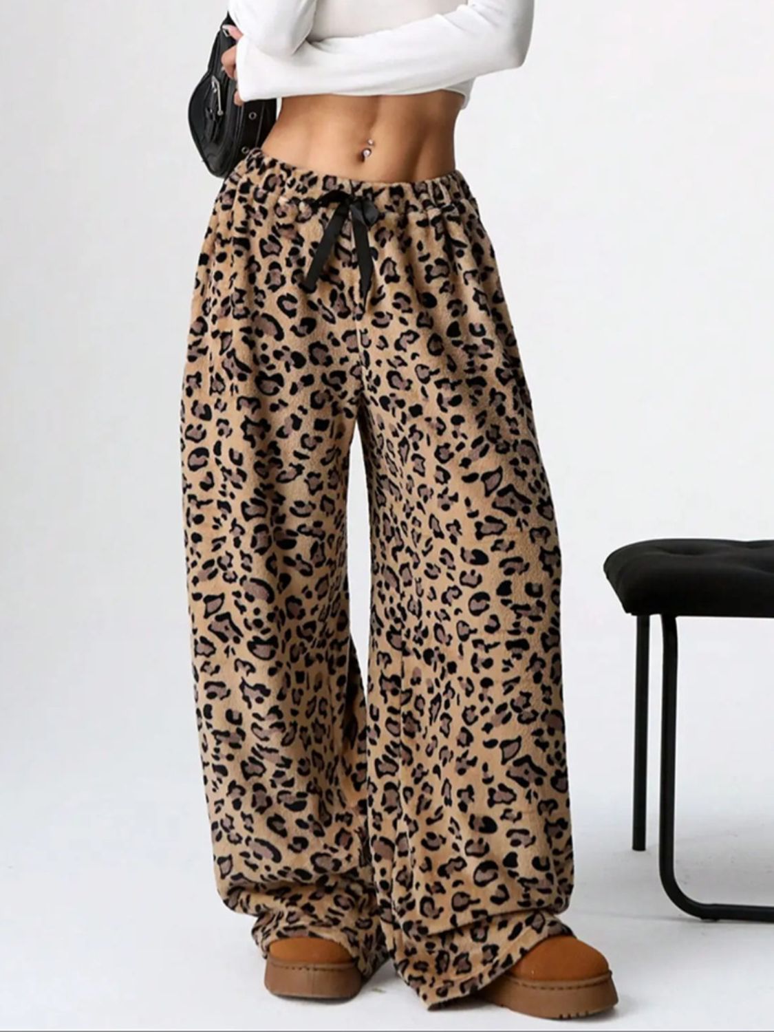 Leopard Wide Leg Plush Resort Pants