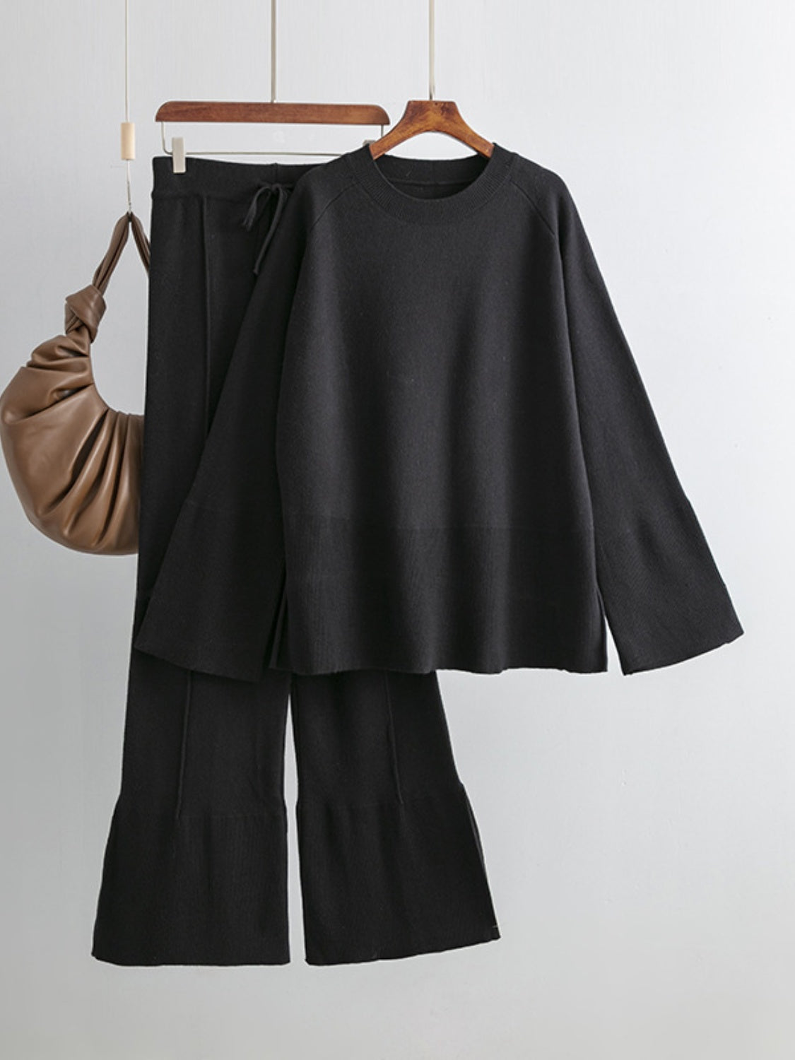 Long Sleeve Top and Drawstring Loungewear Sweater Set