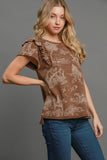 Ruffled Short Sleeve French Terry Resort Top