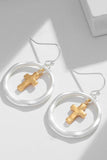 Brass Gold-plated Cross Dangle Earrings