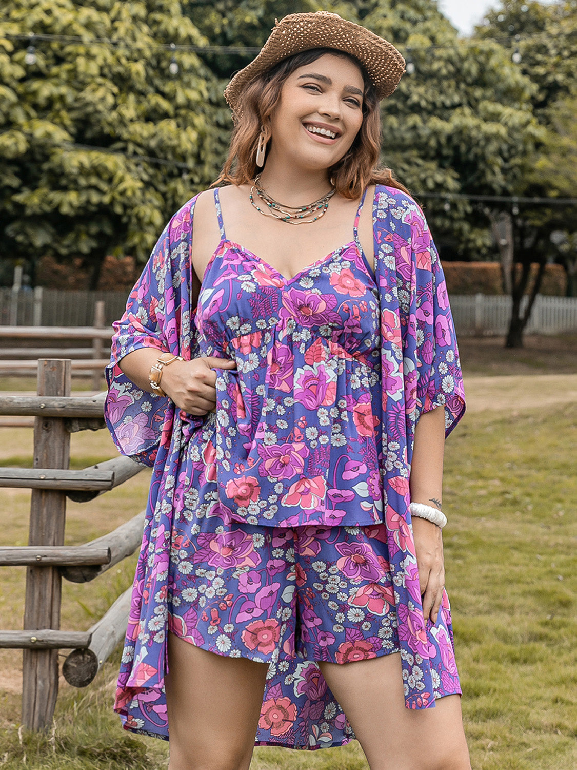 Plus Size Summer Cover Up and Shorts Set