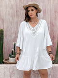 Plus Size Lace Detail Mini Beach Cover Dress