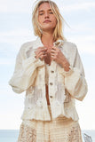 Romantic Beachy Pearl Detail Lace Patchwork Boho Shirt