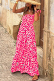 Ruffled Pink Wide Strap Maxi Dress