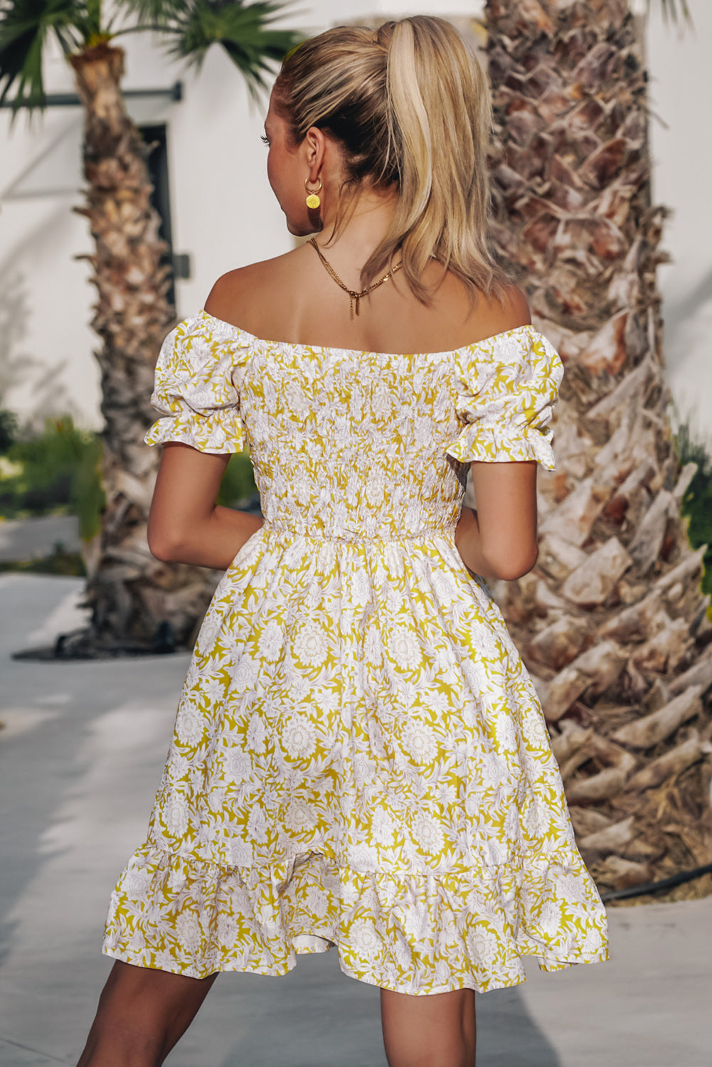 Floral Flounce Sleeve Off-Shoulder Summer Dress