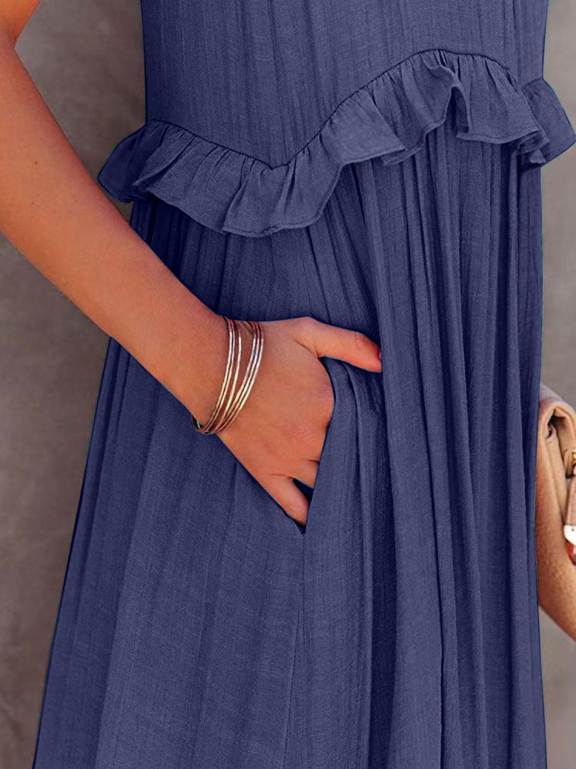 Ruffled Resort Maxi Dress with Pockets