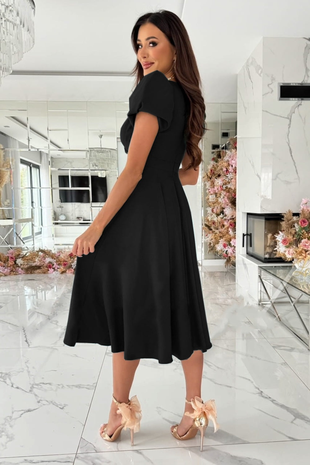 Puff Sleeve Midi Dress