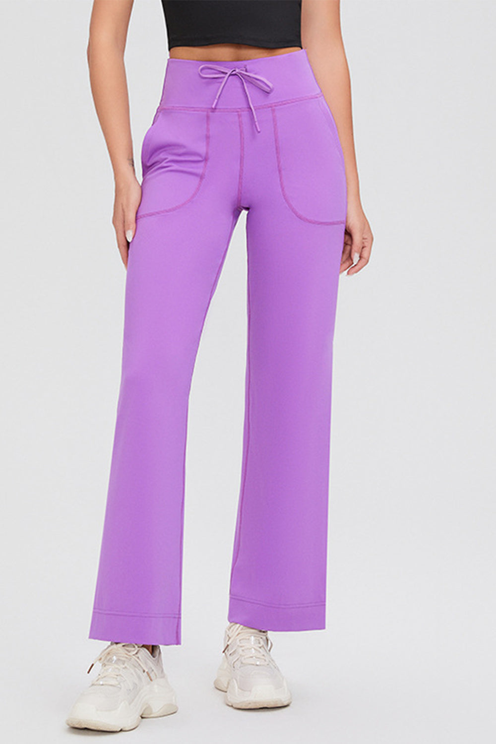 Full Size Drawstring High Waist Pants with Pockets