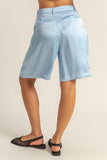 High-Waist Pleated Satin Resort Shorts