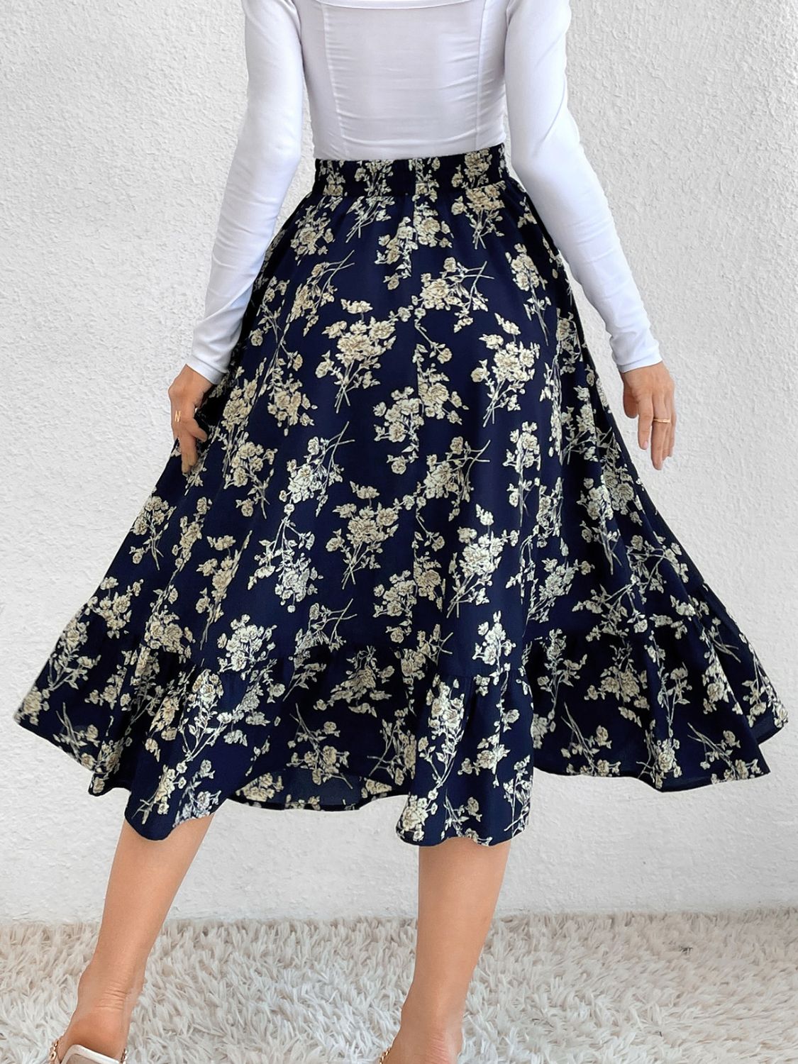 Printed Elastic Waist Leopard Skirt