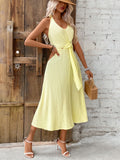 Yellow Sleeveless Resort Midi Dress