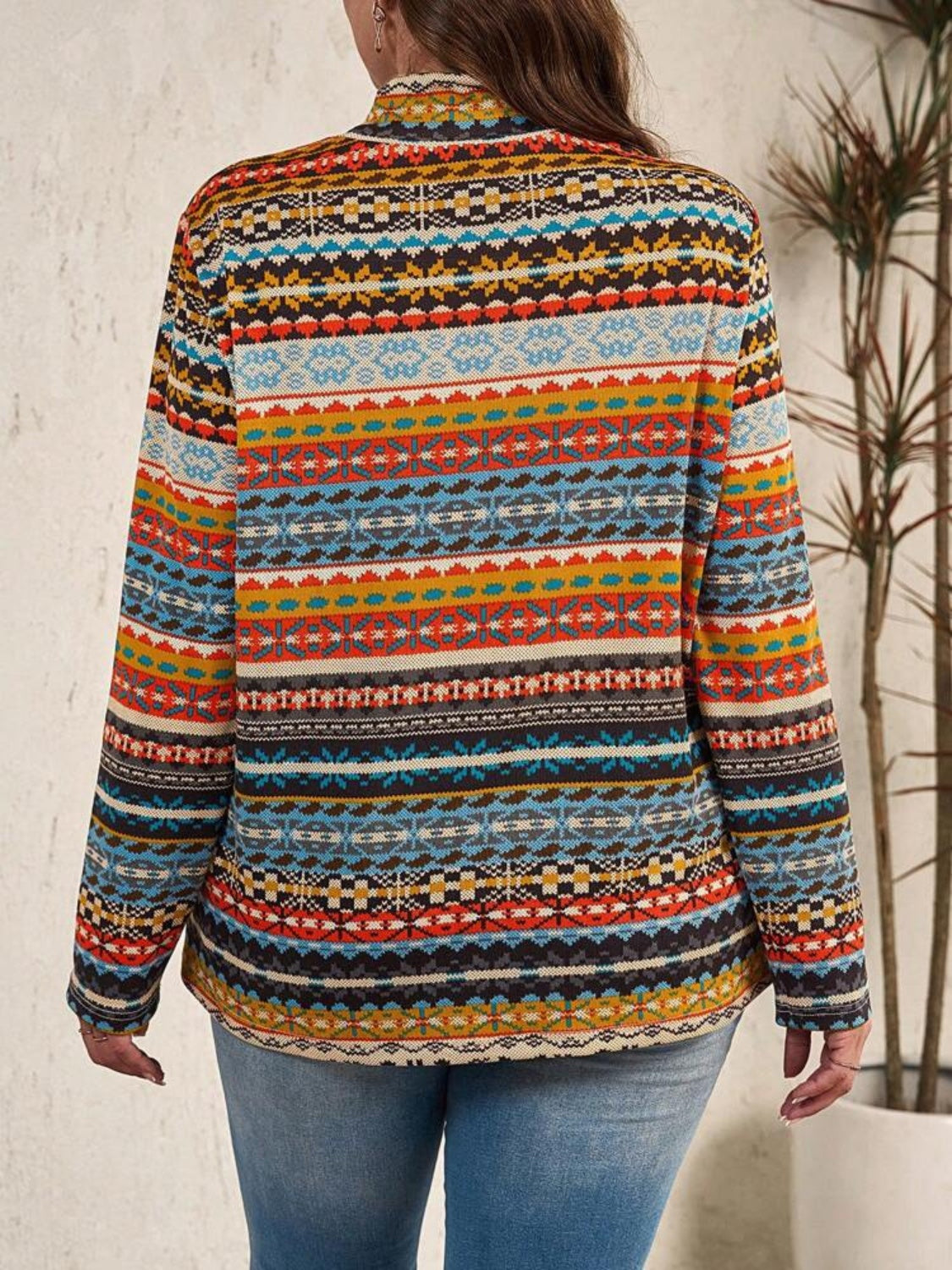 Plus Size Drawstring Long Sleeve Boho Top