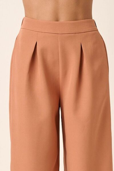 Pleat Detail Wide Leg Resort Pants